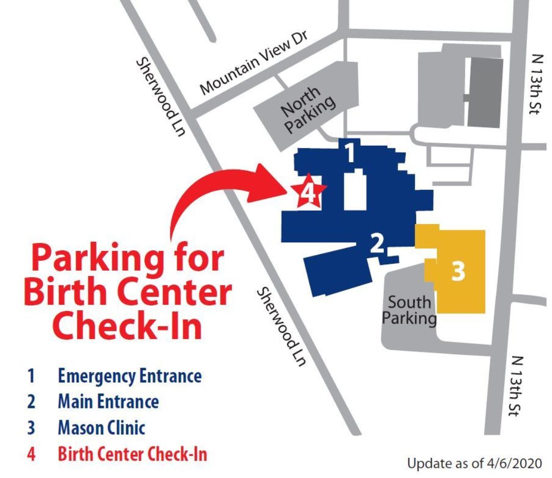 Birth Center Parking Map